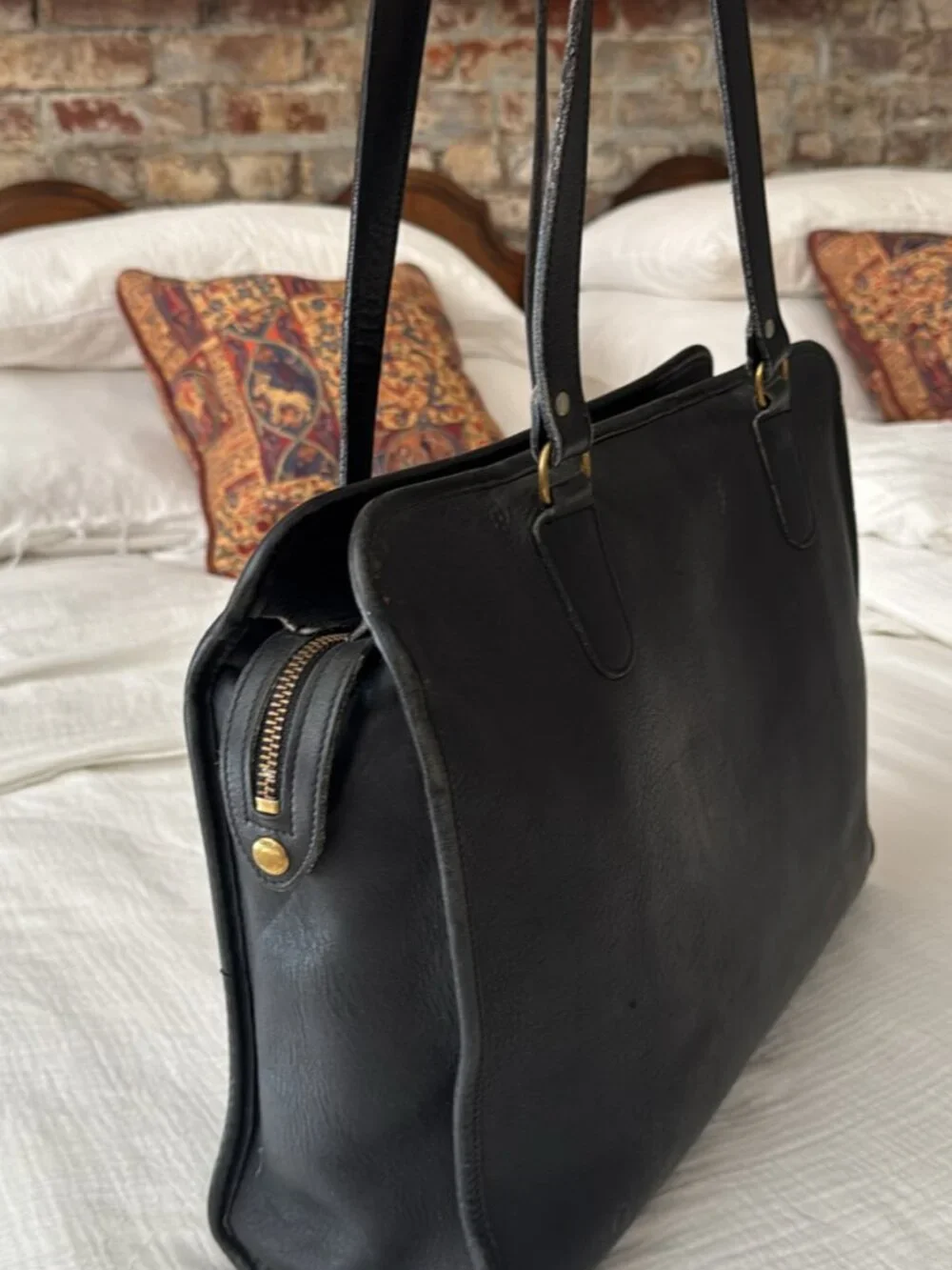 Laura USA 100% Leather Briefcase Bag with Brass Hardware
